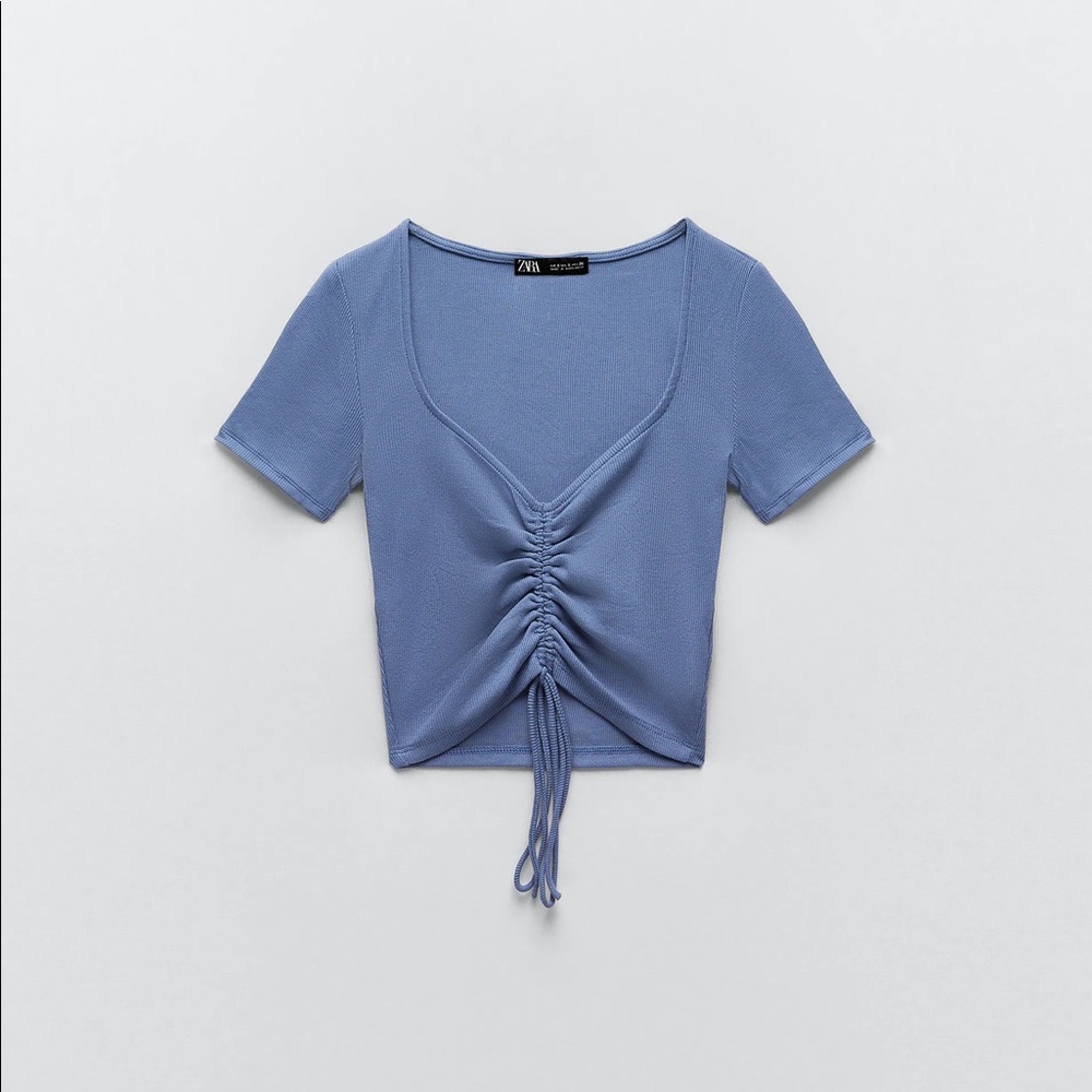 Zara Ruched Ribbed Top